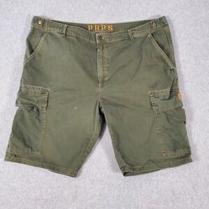 PRPS Goods & Co Mens Olive Green Cotton Cargo Shorts Size 42 Inseam 11" Baggy